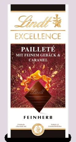 Sale EXCELLENCE Pailleté mit feinem Gebäck & Caramel, 100g Tafeln|Dunkel
