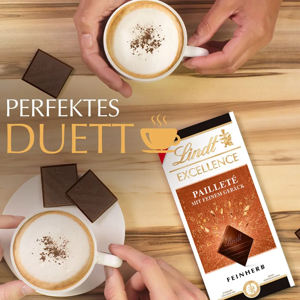 Clearance EXCELLENCE Pailleté mit feinem Gebäck, 100g Tafeln|Dunkel