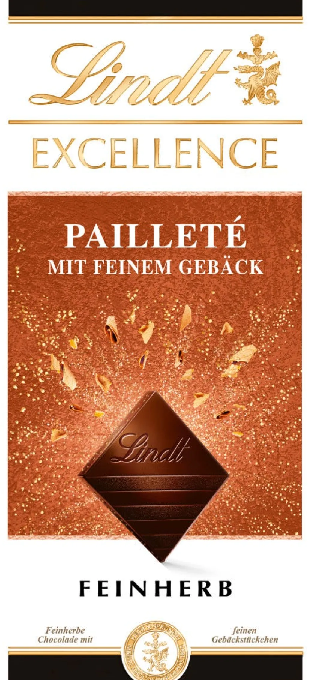 Clearance EXCELLENCE Pailleté mit feinem Gebäck, 100g Tafeln|Dunkel