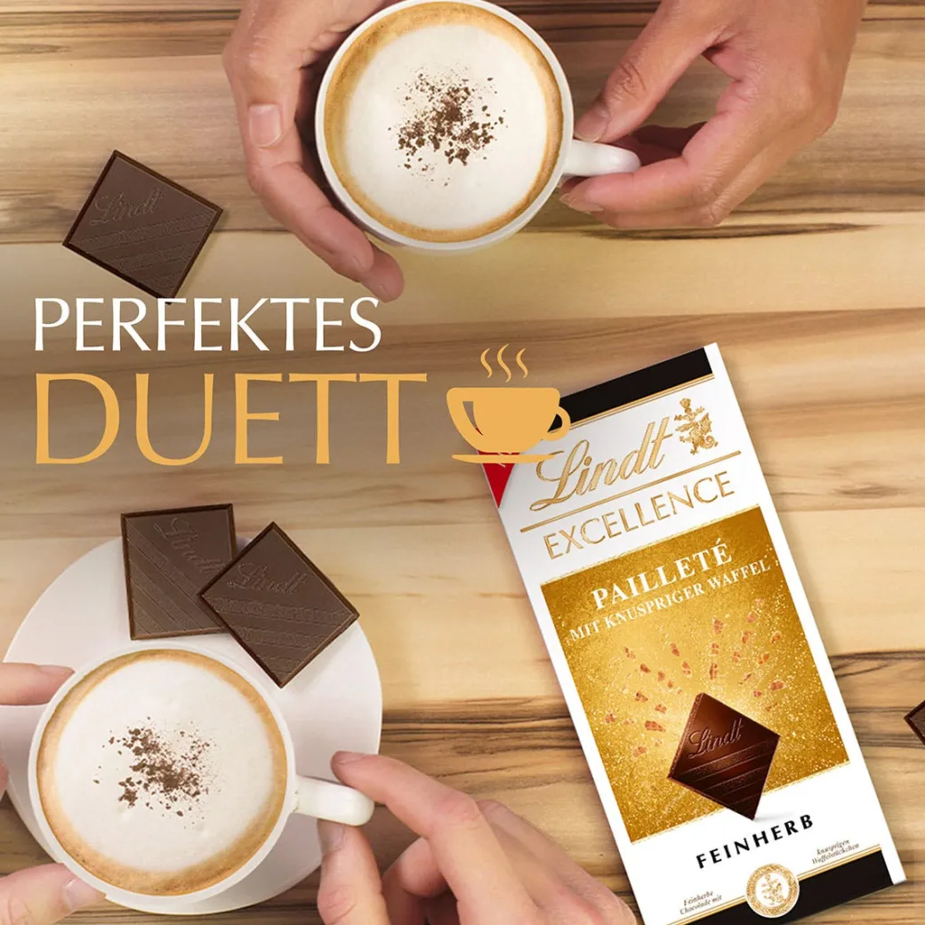 Clearance EXCELLENCE Pailleté mit knuspriger Waffel, 100g Tafeln|Dunkel