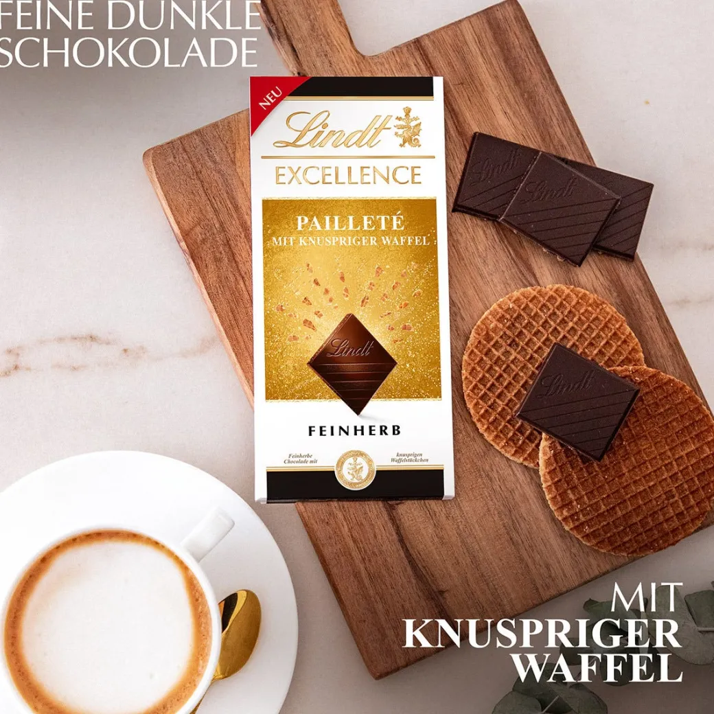 Clearance EXCELLENCE Pailleté mit knuspriger Waffel, 100g Tafeln|Dunkel