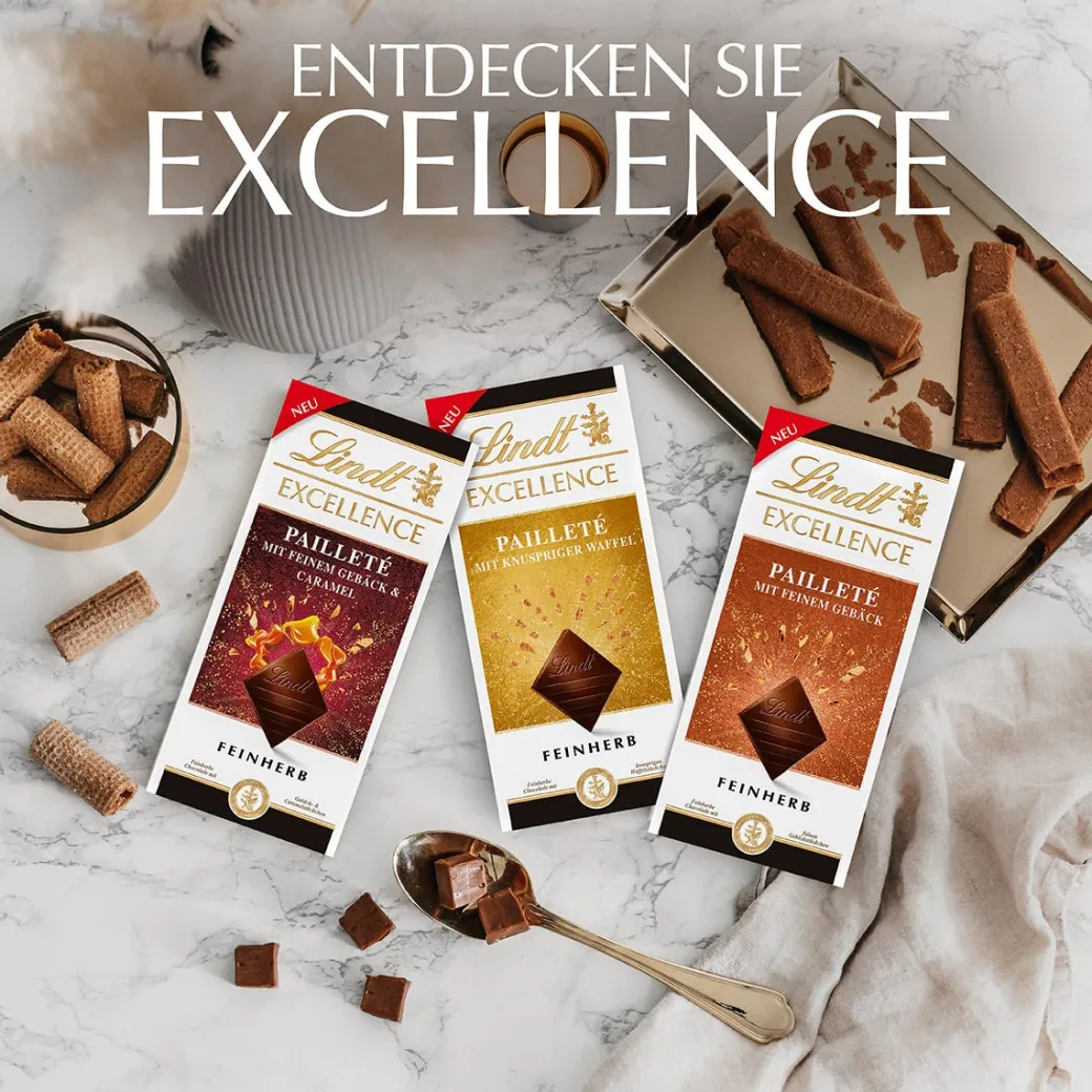 Clearance EXCELLENCE Pailleté mit knuspriger Waffel, 100g Tafeln|Dunkel