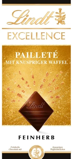 Clearance EXCELLENCE Pailleté mit knuspriger Waffel, 100g Tafeln|Dunkel
