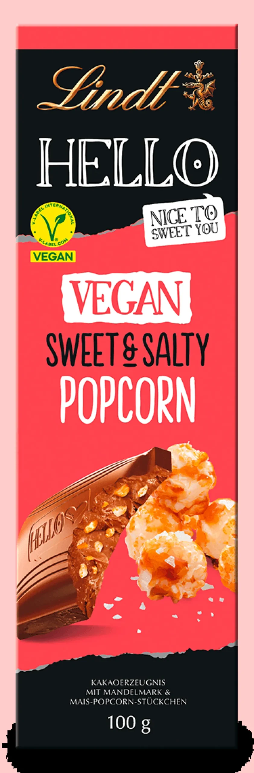 New HELLO Vegan Sweet & Salty Popcorn, 100g Tafeln|Vegan