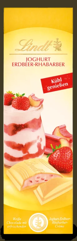 Hot Joghurt Erdbeer-Rhabarber, weiß, 100g Tafeln|Frucht