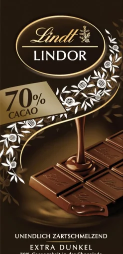 Clearance LINDOR Extra Dark 70%, 100g Tafeln|Dunkel