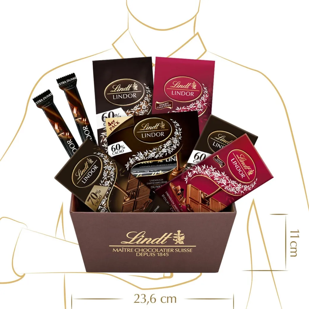 Clearance LINDOR Geschenkkorb Dark, 747g Sticks|Tafeln