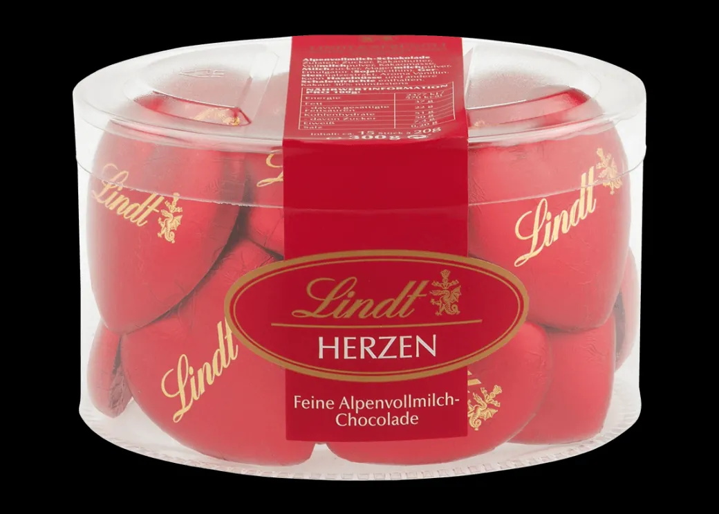 Fashion Schokoladenherzen Rot Köcher, 300g Vollmilch|Köcher